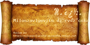 Miloszavlyevits Árvácska névjegykártya